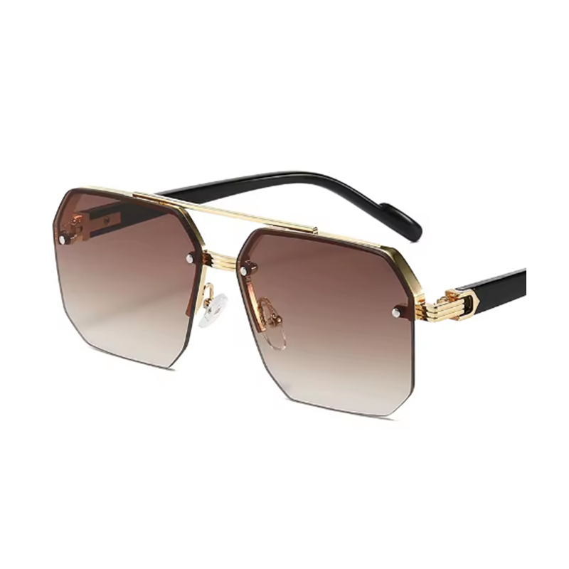 Lunettes de soleil en métal sans monture Gradient Square pour hommes